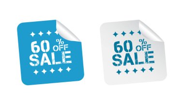 Satılık çıkartmaları %60 oranında off. Beyaz arka plan üzerinde vektör çizim.
