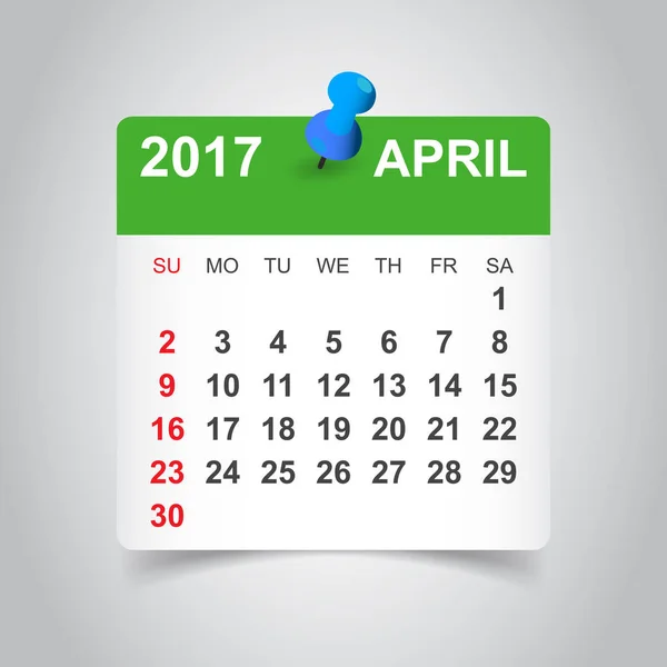 Ημερολόγιο Απριλίου 2017. Εικονογράφηση φορέα της επιχείρησης. — Διανυσματικό Αρχείο