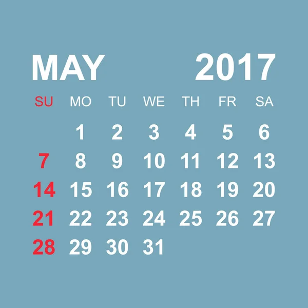 Calendario de mayo 2017. Ilustración del vector empresarial . — Archivo Imágenes Vectoriales