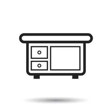 Dolap mobilya simgesi. Beyaz arka plan üzerinde mobilya vektör çizim.