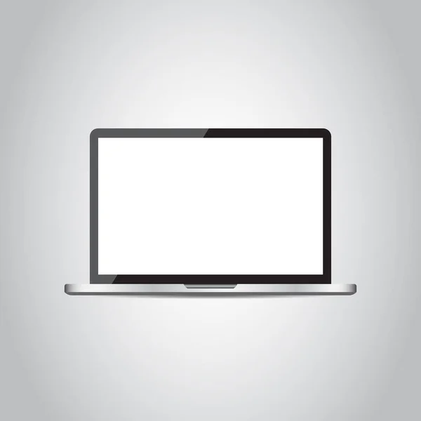 Laptop mit Flachbildschirm-Symbol. Computervektordarstellung auf grauem Hintergrund. — Stockvektor