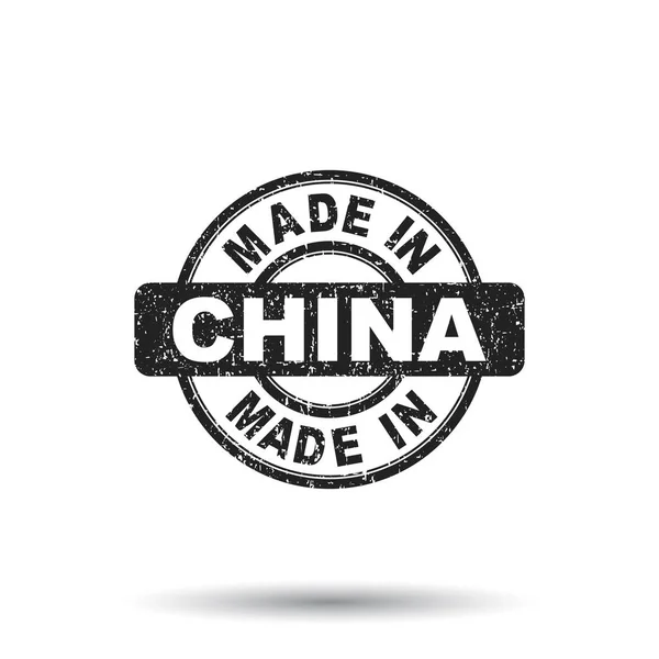 Gemaakt in China stempel. Vectorillustratie op witte achtergrond — Stockvector