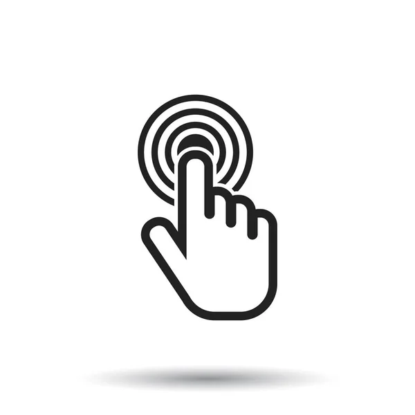 Clicca qui icona. Segni del cursore della mano. Illustrazione vettoriale piatta pulsante nero . — Vettoriale Stock
