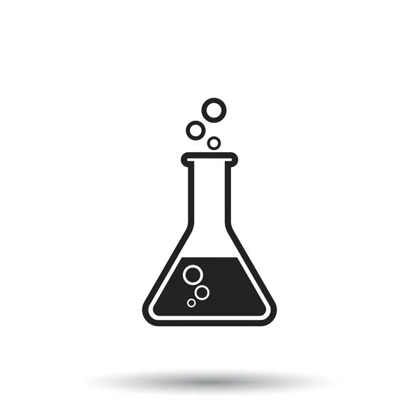 Piktogramm im Reagenzglas. chemische Laborgeräte isoliert auf weißem Hintergrund. Experimentierkolben für wissenschaftliche Experimente. trendiges modernes Vektorsymbol. einfache flache Illustration — Stockvektor