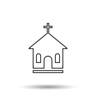 Satırı kilise kutsal vektör çizim simgesi. İşletme, pazarlama, mobil uygulaması Internet üzerinde beyaz arka plan için basit düz piktogram