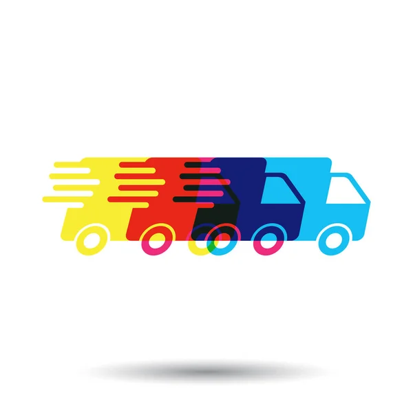 Delivery truck logo vector illustration. Fast delivery service shipping icon. Simple flat pictogram for business, marketing or mobile app internet concept — Stock Vector