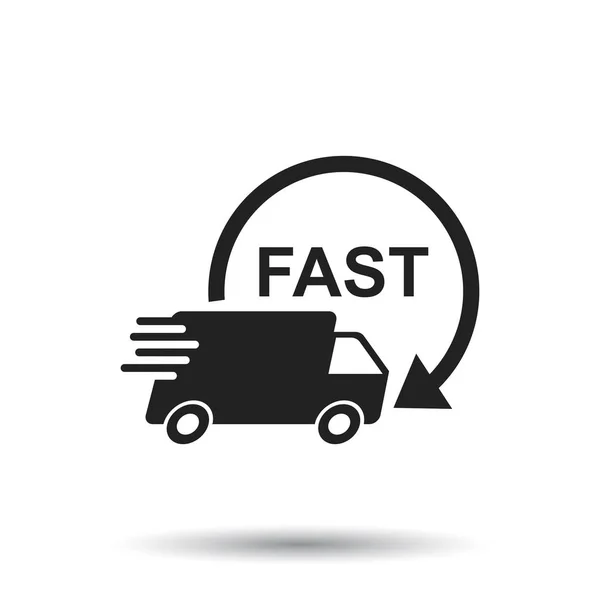 Teslimat kamyonu vektör çizim. Hızlı teslimat hizmeti nakliye simgesi. İş, pazarlama veya mobil app Internet kavramı için basit düz piktogram — Stok Vektör