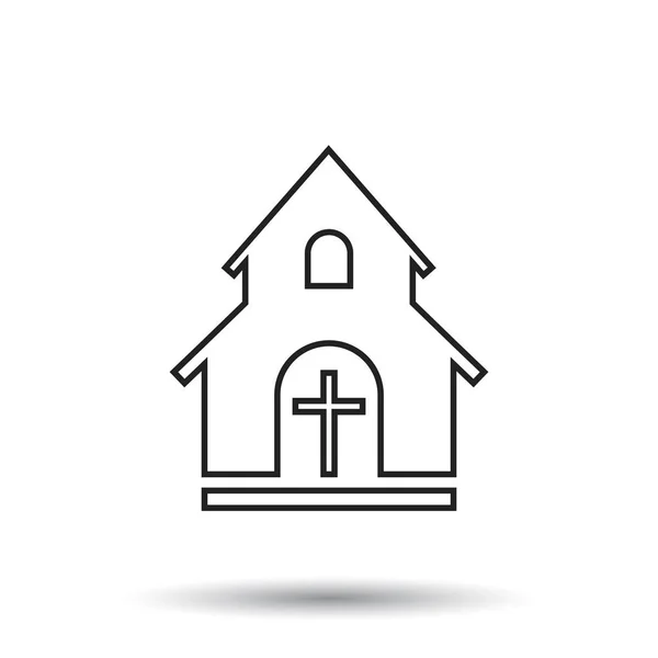 Ligne église sanctuaire vectoriel illustration icône. Pictogramme plat simple pour entreprise, marketing, application mobile, internet sur fond blanc — Image vectorielle