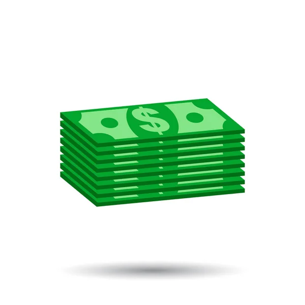 Des piles de dollars en liquide. Illustration vectorielle en plan sur fond blanc — Image vectorielle