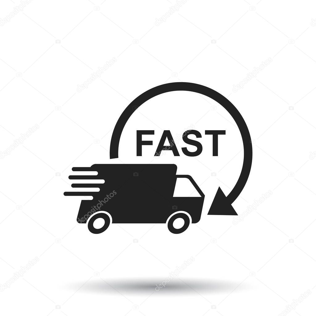 Delivery truck vector illustration. Fast delivery service shipping icon. Simple flat pictogram for business, marketing or mobile app internet concept
