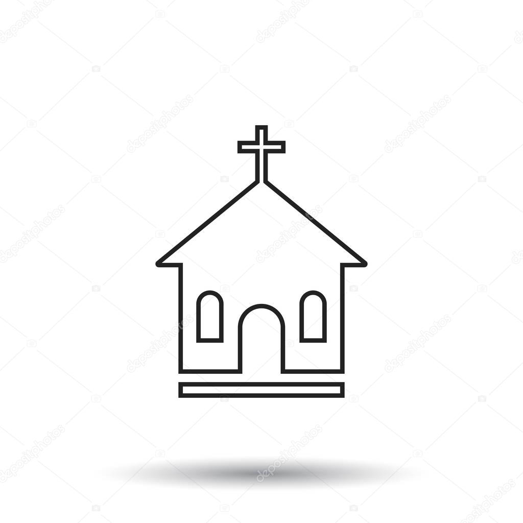 Line church sanctuary vector illustration icon. Simple flat pictogram for business, marketing, mobile app, internet on white background