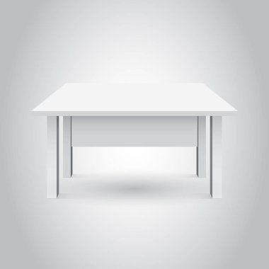 3D tablo nesne tanıtımı için vektör. Boş beyaz üst tablo üzerinde gri arka plan izole.