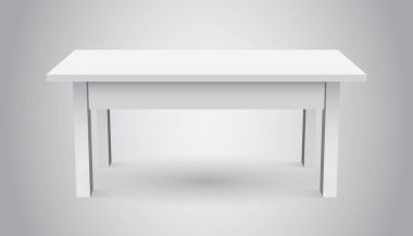 3D tablo nesne tanıtımı için vektör. Boş beyaz üst tablo üzerinde gri arka plan izole.
