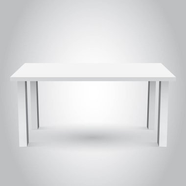 3D tablo nesne tanıtımı için vektör. Boş beyaz üst tablo üzerinde gri arka plan izole.