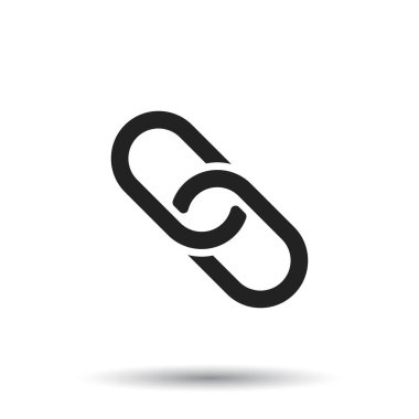 Beyaz arka plan üzerinde izole düz stilde zinciri simge vektör çizim. Web sitesi tasarımı, logo, app, UI bağlantı simgesi.