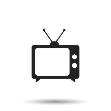 Beyaz arka plan üzerinde izole düz stilde TV simge vektör çizim. Web sitesi tasarımı, logo, app, UI televizyon simgesi.