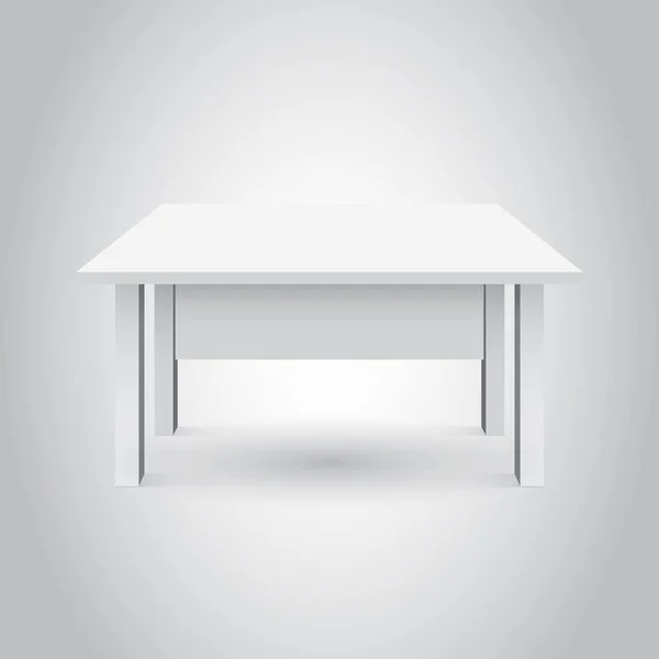 Wektor 3d tabeli dla prezentacji obiektu. Pusty biały blat na białym tle na szarym tle. — Wektor stockowy
