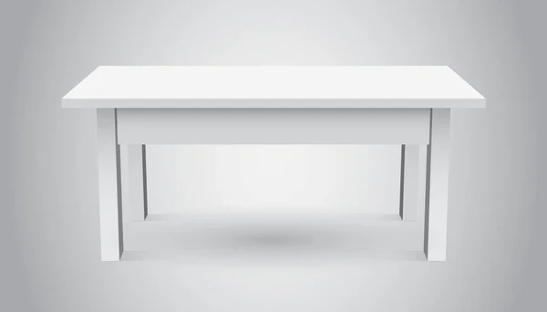 Vektorové 3d tabulka pro prezentaci objektu. Prázdné bílé horní stůl izolované na šedém pozadí. — Stockový vektor