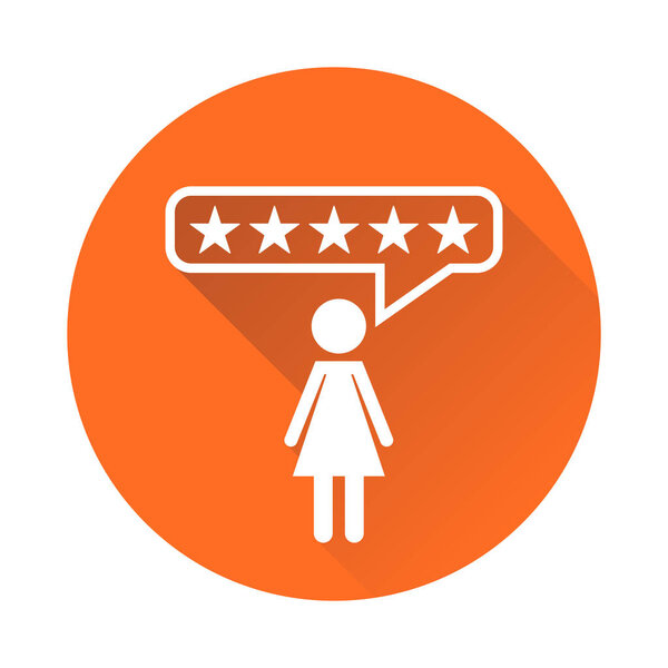 Отзывы клиентов, рейтинг, иконка вектора концепции отзывов пользователей. Плоская иллюстрация на оранжевом фоне с длинной тенью
.
