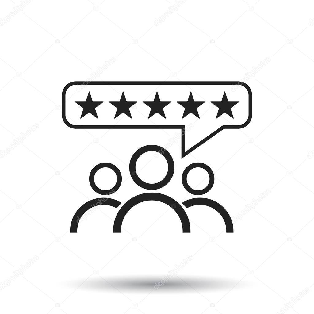 Customer reviews, rating, user feedback concept vector icon. Flat illustration on white background.