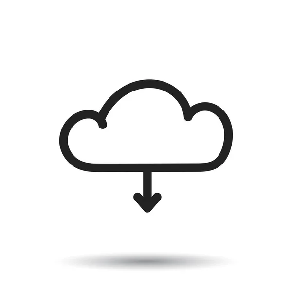 Icono de línea de nube. Símbolo de descarga Internet. Ilustración vectorial plana sobre fondo blanco . — Vector de stock