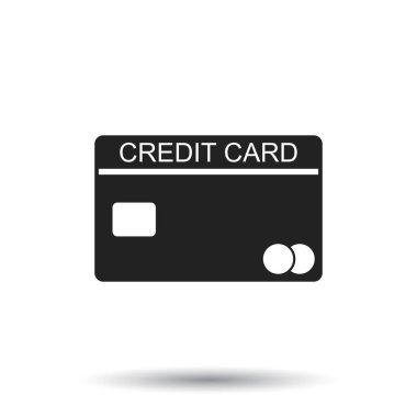 Kredi kartı simgesi. Beyaz arka plan üzerinde kart vektör çizim düz stilde bankacılık.