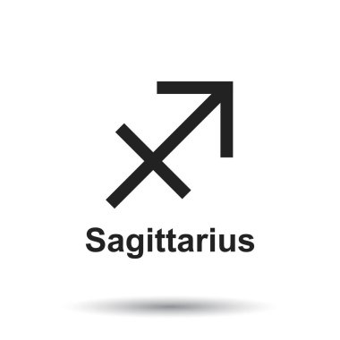 Yay Burcu. Beyaz arka plan üzerinde düz Astroloji vektör çizim.