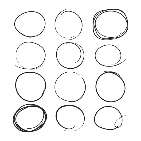 Set of the hand drawn scribble circles. Vector element. Illustration on white background. — Stock Vector