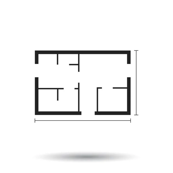 House plan simple flat icon. Vector illustration on white background. — Stock Vector