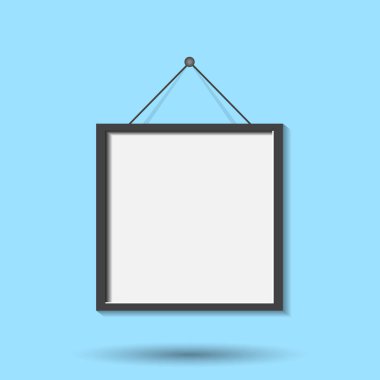 Gerçekçi fotoğraf çerçevesi üzerinde mavi arka plan izole. Fotoğraf çerçeve vektör çizim.