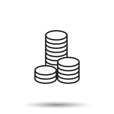 Madeni paralar vektör illüstrasyonu. Para yığılmış madeni para simgesi düz stil.