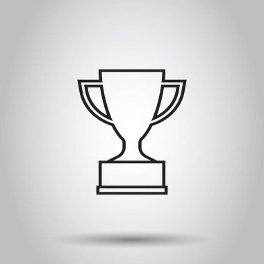 Çizgi stili Trophy Kupası düz vektör simgesi. Basit kazanan sembolü. Siyah illüstrasyon izole arka plan üzerinde.