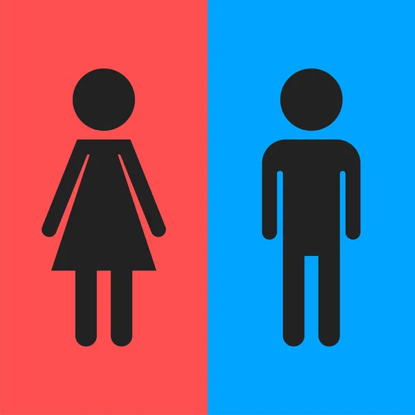 WC, toilet vlakke vector icoon. Mannen en vrouwen tekenen voor toilet — Stockvector