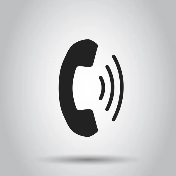 Vetor de ícone do telefone, contato, sinal de serviço de suporte no fundo cinza. Telefone, ícone de comunicação em estilo plano . — Vetor de Stock