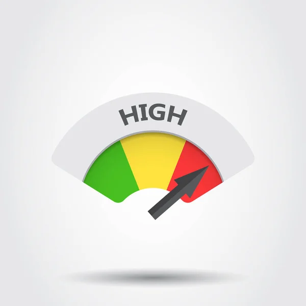 Ícone de vetor de calibre de risco de alto nível. Ilustração de combustível alto em fundo cinza . —  Vetores de Stock