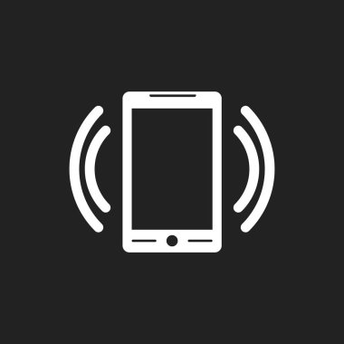 E-posta simgesi üstünde belgili tanımlık perde ile akıllı telefon. Siyah arka plan üzerine düz stil vektör çizim.