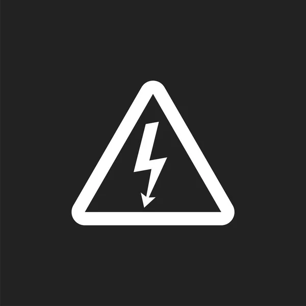 Hoogspanning gevaar teken pictogram. Gevaar elektriciteit vectorillustratie op zwarte achtergrond. — Stockvector