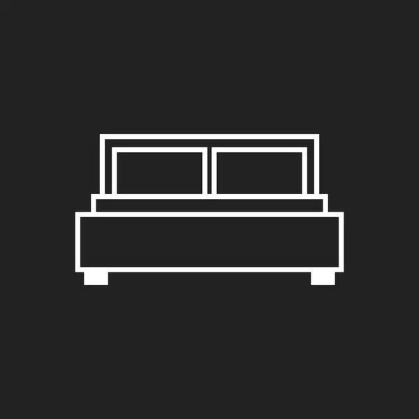 Ilustración vectorial de cama aislada sobre fondo negro. Icono de la cama vector ilustración . — Vector de stock