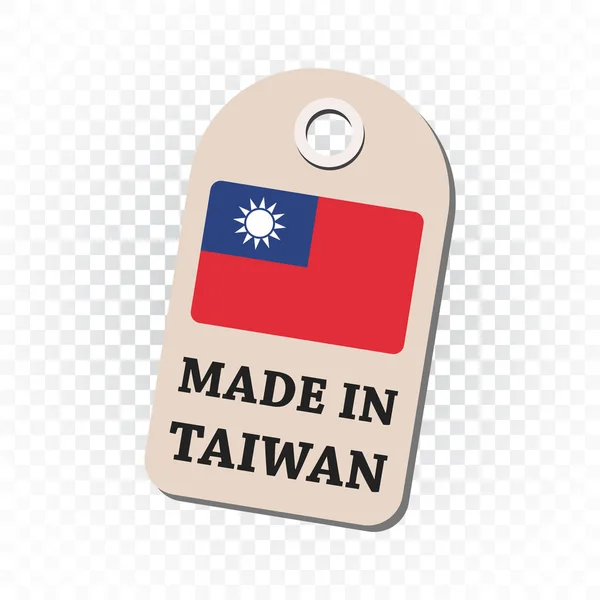 Hang tag made in Taiwan with flag. Vector illustration on isolated background. — Stock Vector
