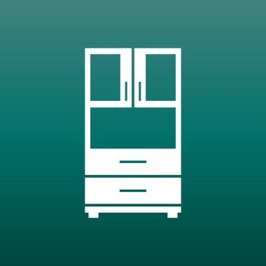 Yeşil arka plan üstünde dolap kutsal kişilerin resmi. İşletme, pazarlama, Internet için modern düz piktogram. Web sitesi tasarımı basit düz vektör simgesi.