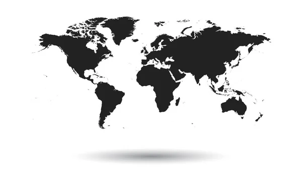 Черная карта мира, изолированная на белом фоне. Worldmap Векторный шаблон для сайта, инфографика, дизайн. Иллюстрация карты мира плоской Земли . — стоковый вектор