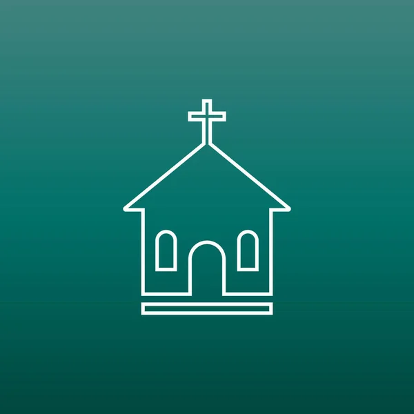 Lijn kerk heiligdom vector illustratie pictogram. Eenvoudige vlakke pictogram voor business, marketing, mobiel, internet op groene achtergrond — Stockvector