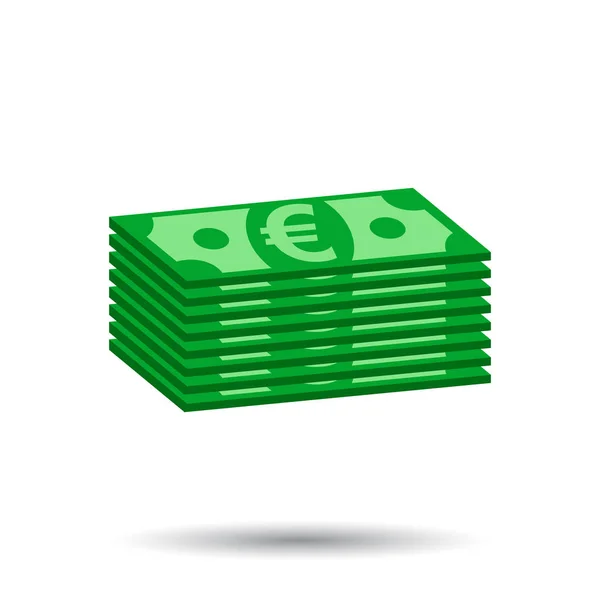 Des piles d'euros en liquide. Illustration vectorielle en plan sur fond blanc — Image vectorielle