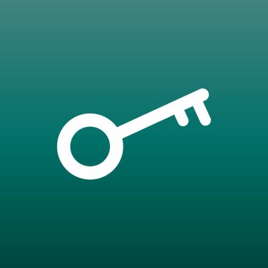 Anahtar simge vektör yeşil zemin üzerine düz stil çizimde. Web sitesi tasarımı, logo, app, UI simgesi kilidini.