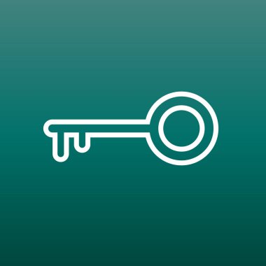 Anahtar simge vektör yeşil zemin üzerine düz stil çizimde. Web sitesi tasarımı, logo, app kullanıcı arabirimi satır simgesi kilidini.