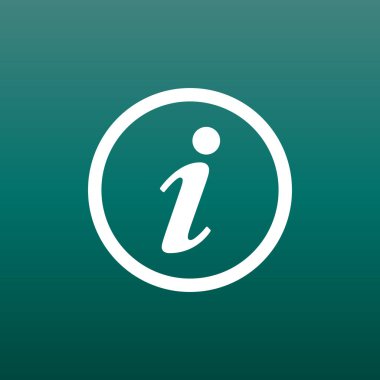Bilgi simge vektör yeşil zemin üzerine düz stil çizimde. Web sitesi tasarımı, logo, app kullanıcı arabirimi sembolü.