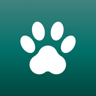 Yazdırma simge vektör tasarlamak yeşil zemin üzerine pençe. Köpek, kedi, pençe sembolü düz piktogram ayı.