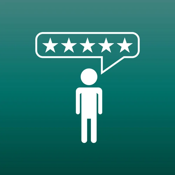 Klant beoordelingen, rating, gebruiker feedback concept vector pictogram. Vlakke afbeelding op groene achtergrond. — Stockvector