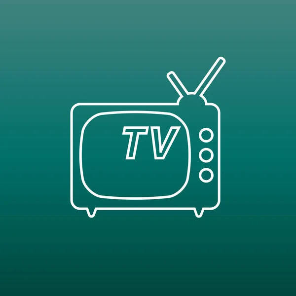 Tv Icon vector illustration in line style on green background. Television symbol for web site design, logo, app, ui. — Stock Vector