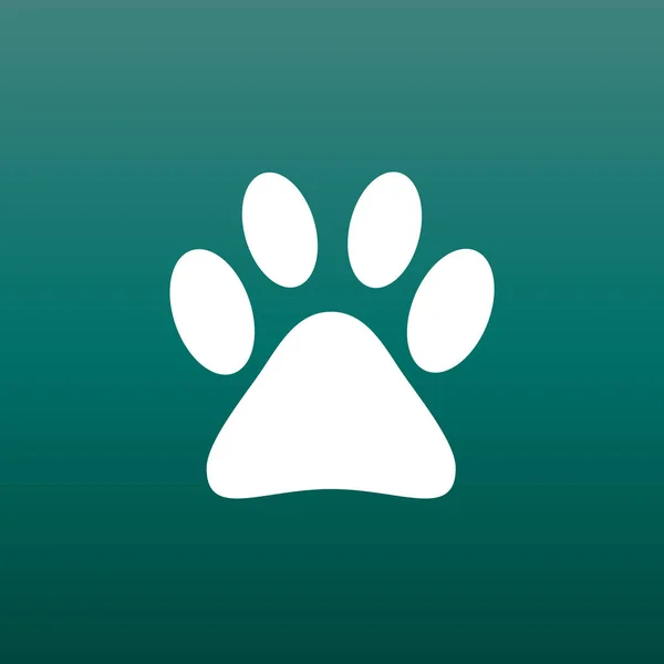 Illustration vectorielle d'icône d'impression patte sur fond vert. Chien, chat, ours symbole de patte pictogramme plat . — Image vectorielle